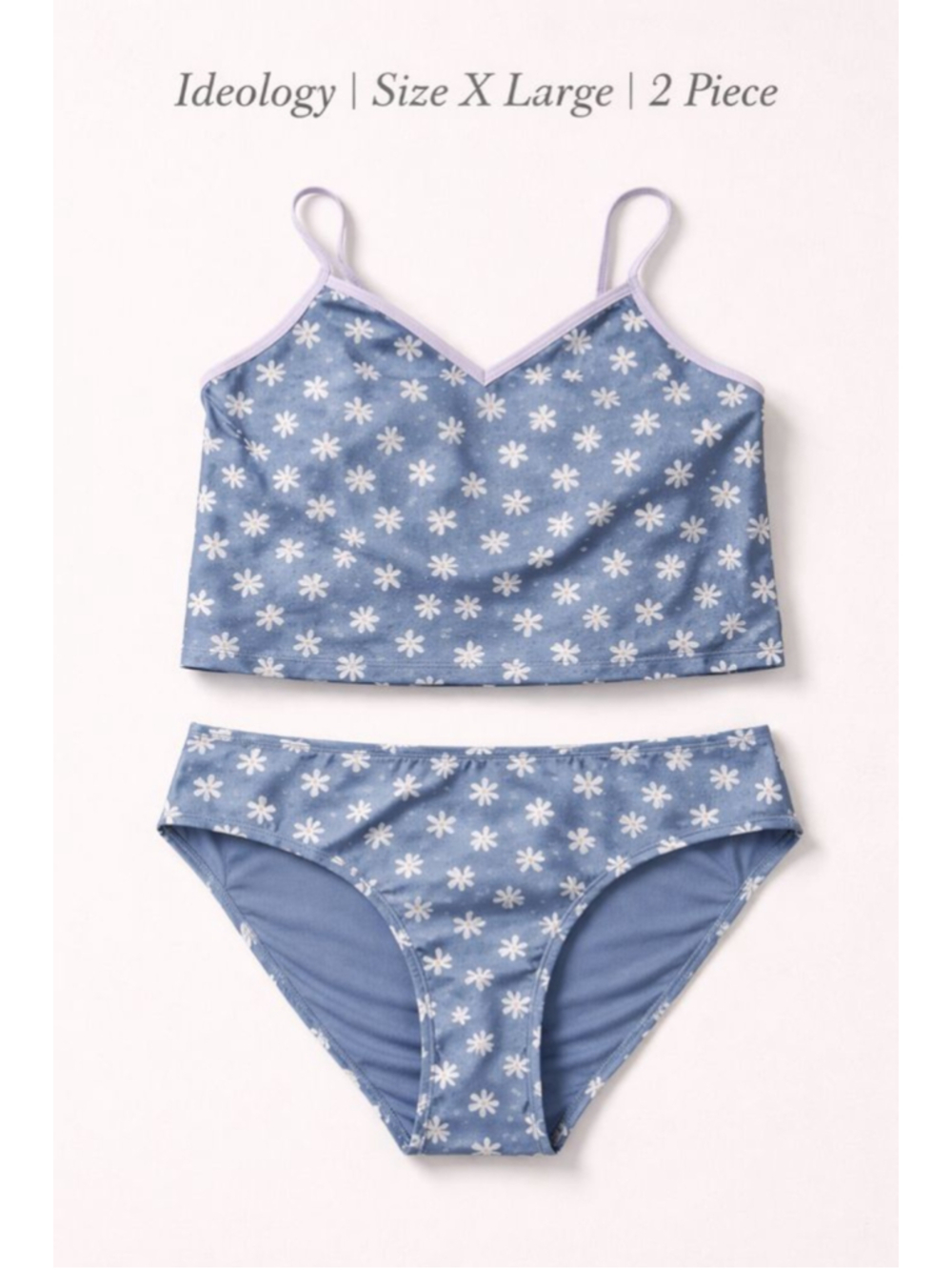 Ideology Blue Daisy Bikini Set XL NWT 2 Piece Swimsuit Floral Print Summer Beach